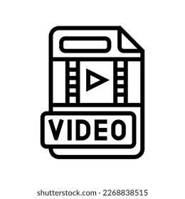 video file format document line icon vector. video file format document sign. isolated contour symbol black illustration