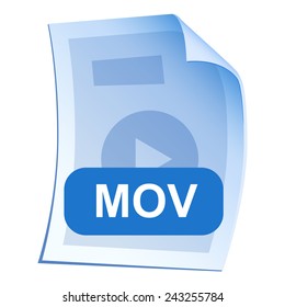 Video File format or file extension MOV icon for interface applications and websites isolated on white background. Vector illustration