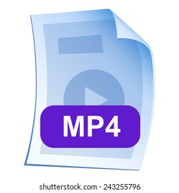 Video File format or file extension MP4 icon for interface applications and websites isolated on white background. Vector illustration