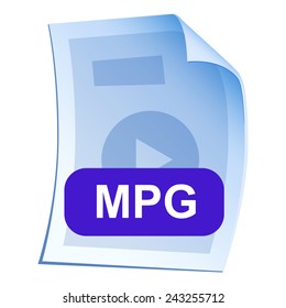 Video File format or file extension MPG icon for interface applications and websites isolated on white background. Vector illustration