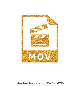 Video file format  icon in gold glitter texture. Sparkle luxury style vector illustration.