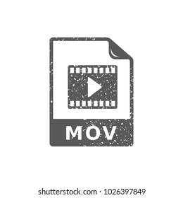 Video file format  icon in grunge texture. Vintage style vector illustration.