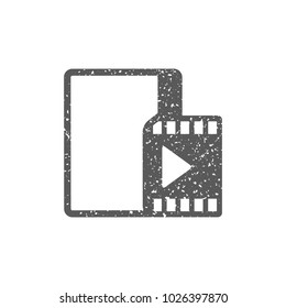 Video file format  icon in grunge texture. Vintage style vector illustration.