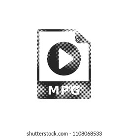 Video file format  icon in halftone style. Black and white monochrome vector illustration.