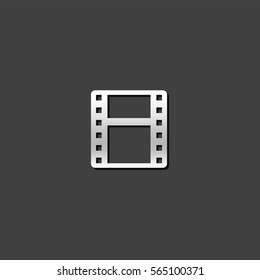 Video file format icon in metallic grey color style. Computer data movie