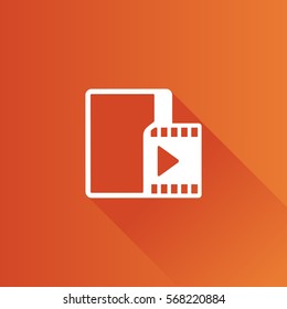 Video file format icon in Metro user interface color style. Computer data movie