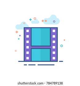 Video file format  icon in outlined flat color style. Vector illustration.