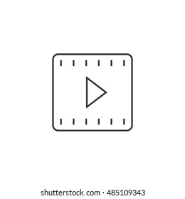 Video file format  icon in thin outline style. Computer data movie streaming online download