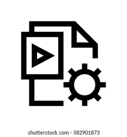 Video file format mini line, icon, background and graphic. The icon is black and white, linear  flat, vector, pixel perfect, minimal, suitable for web and print. 