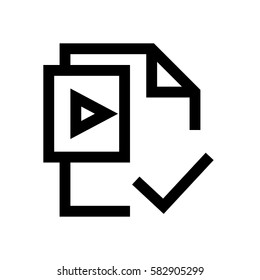 Video file format mini line, icon, background and graphic. The icon is black and white, linear  flat, vector, pixel perfect, minimal, suitable for web and print. 