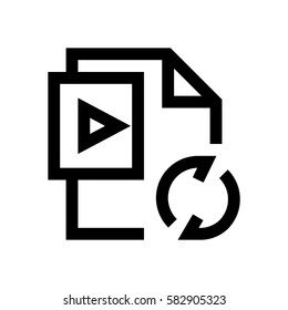 Video file format mini line, icon, background and graphic. The icon is black and white, linear  flat, vector, pixel perfect, minimal, suitable for web and print. 