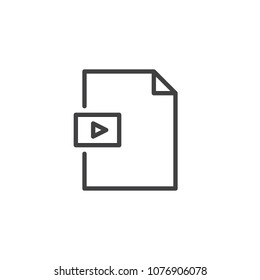 Video file format outline icon. linear style sign for mobile concept and web design. Media folder simple line vector icon. Symbol, logo illustration. Pixel perfect vector graphics