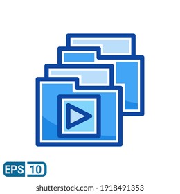 video file icon in filled line style isolated on white background. vector illustration for website. EPS 10