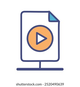 Video Icono de archivo. Reproducir el símbolo del Botón dentro de un icono de archivo, que representa el contenido multimedia.