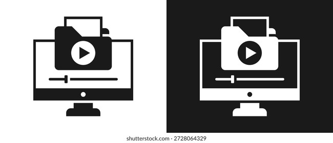 Video Conjunto De Iconos De Archivo Glifo En Fondo Blanco Y Negro
