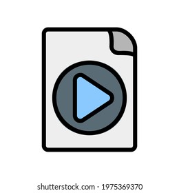 Video File icon vector illustration in filled line style about multimedia for any projects, use for website mobile app presentation
