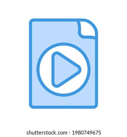 Video File icon vector illustration in blue style about multimedia for any projects, use for website mobile app presentation