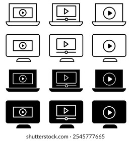 Video file icon vector set. Watch video illustration sign collection. Online symbol. Watch logo.