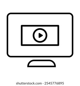 Vetor de ícone de arquivo de vídeo. Assista ao sinal de ilustração de vídeo. Símbolo online. Logotipo do relógio.