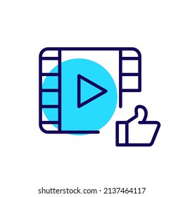 Video file liked. Pixel perfect, editable stroke fun color icon