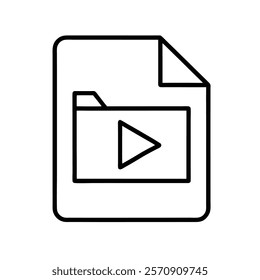 video file line art  vector on white background