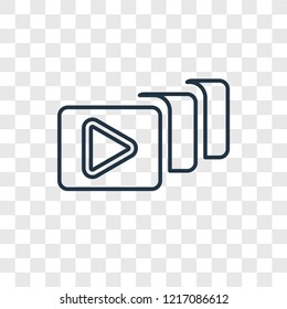 Video File List concept vector linear icon isolated on transparent background, Video File List concept transparency concept in outline style