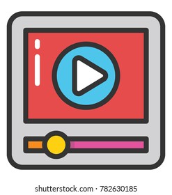 A video file or online video streaming in flat design icon