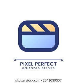 Archivo de vídeo píxel gradiente perfecto relleno icono ui. Software de producción cinematográfica. Edición de material. Datos del equipo. Símbolo de línea colorido moderno. GUI, UX diseño para aplicación, web. Elemento RGB editable aislado del vector