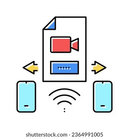 video file send to phone color icon vector. video file send to phone sign. isolated symbol illustration
