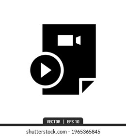 Video File Silhouette icon vector, illustration logo template in trendy style. Suitable for many purposes.