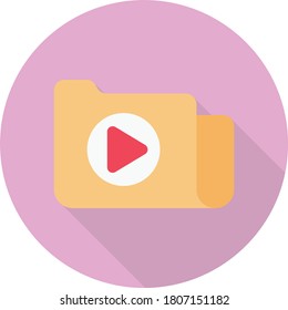 video file vector flat color icon 