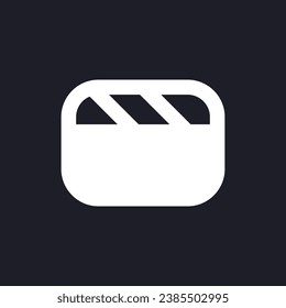 Video file white pixel perfect solid ui icon. Film production software. Footage editing. Silhouette symbol for dark mode. Glyph pictogram on black space for web, mobile. Vector isolated image