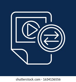 Video files exchange monochrome linear icon. Media message sending color thin line pictogram