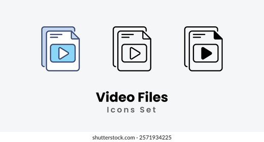 Video Files Icons thin line and glyph vector icon stock illustration