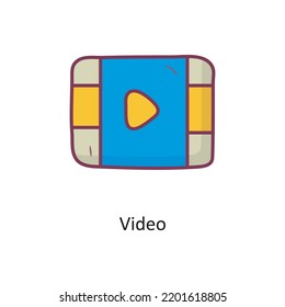Video Filled outline Icon Design illustration. Media Control Symbol on White background EPS 10 File