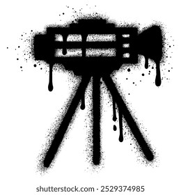 Video film camera graffiti with black spray paint. vector illustration.