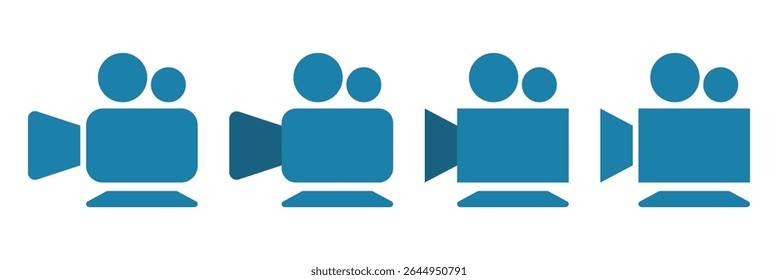 Video Icono del Vector de la cámara de la película, objeto aislado en el fondo blanco.