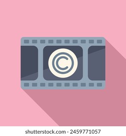 Video film copyright icon flat vector. Agreement protection. Intellectual property