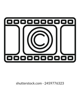 Video film copyright icon outline vector. Agreement protection. Intellectual property