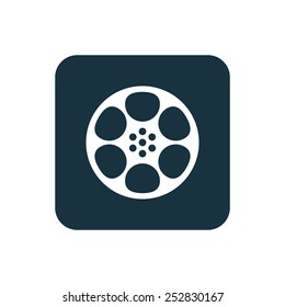 video film icon Rounded squares button, on white background 