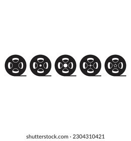 video film reel icon set in flat style with background.
