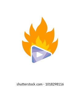 Video Fire Logo Icon Design