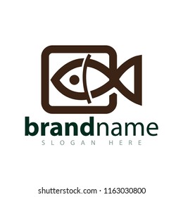 Video fish logo icon vector