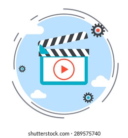 Video flat design style icon