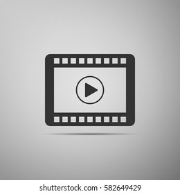 Video flat icon on grey background. Vector Illustration