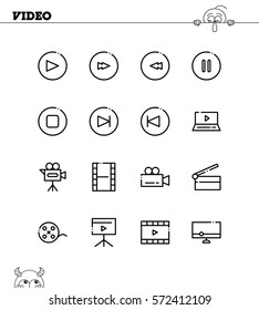 Video flat icon set. Collection of high quality outline symbols for web design, mobile app. Video vector thin line icons or logo.