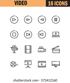 Video flat icon set. Collection of high quality outline symbols for web design, mobile app. Video vector thin line icons or logo.