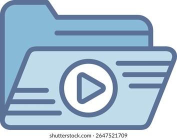 Video Folder Filled Blue Tone Icon
