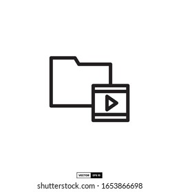 icono de carpeta de vídeo, plantilla vectorial de inspiración de diseño para la interfaz y cualquier propósito