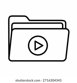 Video-Ordner-Symbol, Linienkunst, digitaler Medienspeicher